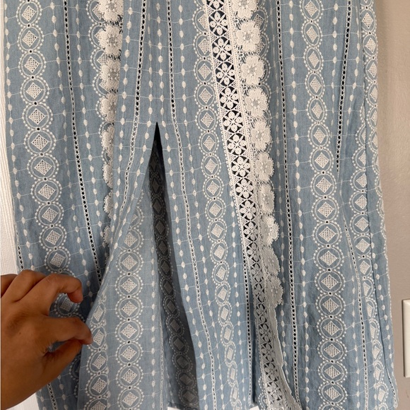 Maje Baby Blue Bleu Clair Lace Midi Skirt NWT Cottagecore (size chart) - Picture 11 of 12